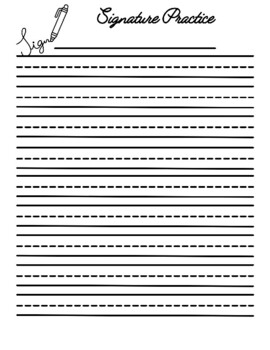Preview of Cursive Signature Practice Sheet-Handwriting Skills- 3rd- Adults