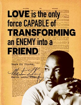 Preview of Signature Series Color Wall Art PDF - MLK "Enemy into a Friend" Quote