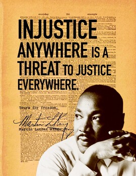 Preview of Signature Series Color Wall Art PDF - MLK "Injustice Anywhere" Quote
