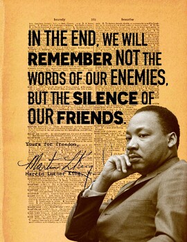 Preview of Signature Series Color Wall Art PDF - MLK "Silence of Friends" Quote
