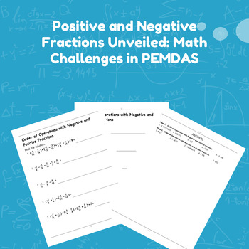 Preview of Signed Fraction Quest: Math Practice Problems in PEMDAS