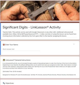 Preview of Significant Digits LinkLesson® - Online Distance Blended Form Activity