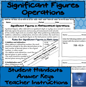 Preview of Significant Figures Math Operations Student Lesson, Handout and Assessment