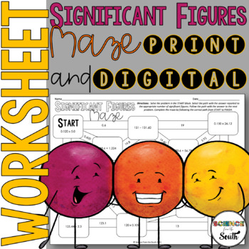 Preview of Significant Figures Maze Worksheet Assessment Activity in Digital and Print