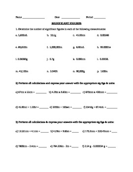 Significant Figures Practice Worksheet by MJ | Teachers Pay Teachers