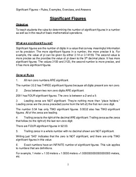 Preview of Significant Figures – Rules, Examples, Exercises, and Answers