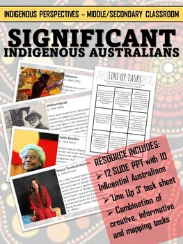 Preview of Significant Indigenous Australians - PPT and "LINE UP 3 tasks" Worksheet
