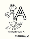 American Sign Language Animal Alphabet Coloring Book - A S