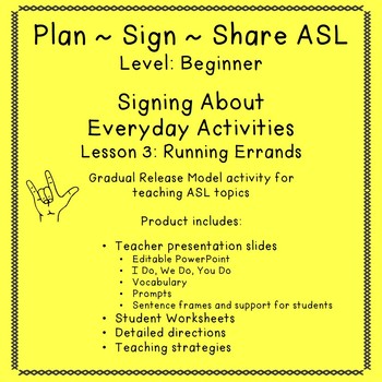Preview of Signing About Everyday Activities: Running Errands (Plan-Sign-Share ASL/ Beg.)