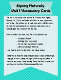 Signing Naturally Unit 1 Vocabulary Flash Cards