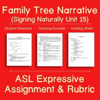 Preview of Family Tree Narrative: ASL Expressive Assignment (Signing Naturally Unit 15)