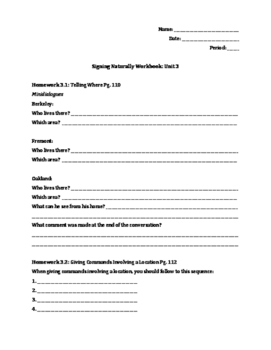 Preview of Signing Naturally Unit 3 Workbook Packet