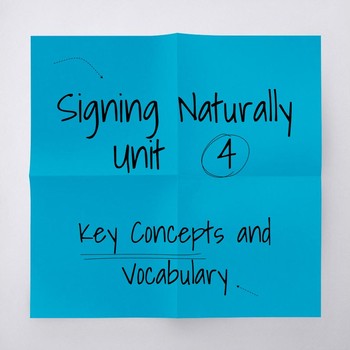 Preview of Signing Naturally Unit 4 Key Concepts and Vocabulary