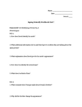 Preview of Signing Naturally Unit 7 Workbook Packet