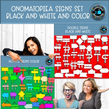 Preview of Signs Clipart BUNDLE black and white and color