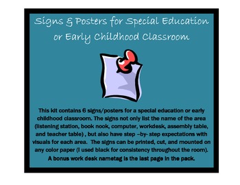 Preview of Signs and Posters for Special Education or Early Childhood Classroom