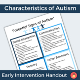 Signs of Autism Parent Caregiver Handout for Early Interve