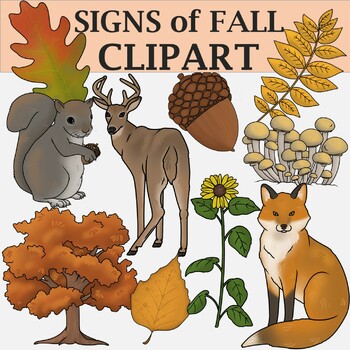 Preview of Signs of Fall Clip Art - Plants and Animals of the Fall Season