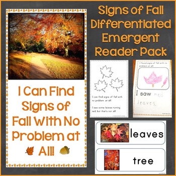 Preview of Signs of Fall Differentiated Emergent Reader Pack & Printable Pages