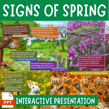 Preview of Signs of Spring Interactive Click and Learn PowerPoint Slides for k-3th Grade