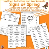 Signs of Spring Literacy and Math Worksheets Printables an