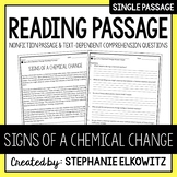 Signs of a Chemical Change Reading Passage | Printable & Digital