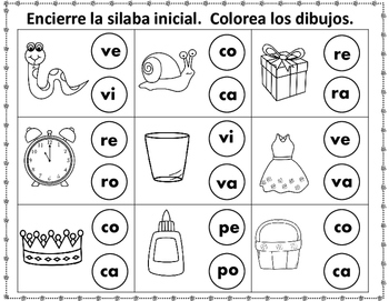 Silaba Inicial Worksheets: Dollar Deal by Bilingual Teacher World
