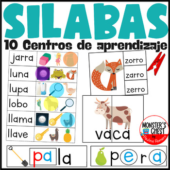 Preview of Centros de Lectura palabras bisilabas Phonics Español Spanish Literacy Centers 