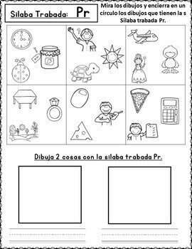 kindergarten spanish worksheets over syllables