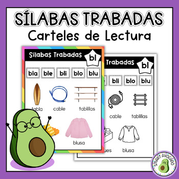 Preview of Sílabas Trabadas Carteles de Practica, Fluidez | Spanish Blends Charts Fluency