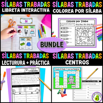 Preview of Sílabas Trabadas Centros y Actividades Bundle | Spanish Blends Practice