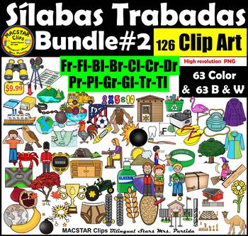 Preview of Silabas Trabadas Clip Art BUNDLE#2 Grupos Consonanticos