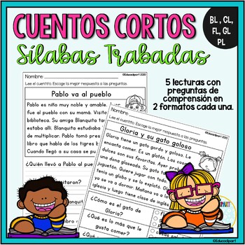 Preview of Sílabas Trabadas: Cuentos Cortos Cl, Bl, Pl, Fl, Gl