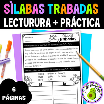 Preview of Sílabas Trabadas Hojas de Practica Spanish Blends Syllables Practice Worksheets