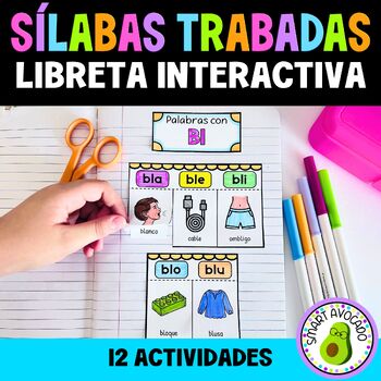 Preview of Silabas Trabadas Practica Libreta Interactiva  Spanish Blends Activities