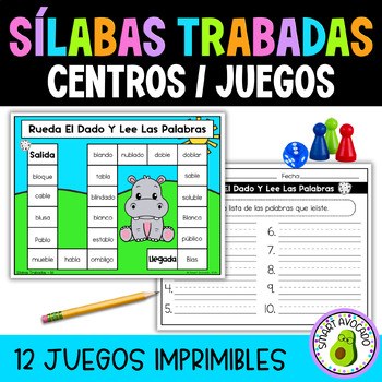 Preview of Silabas Trabadas Practica de Fluidez Centros | Spanish Blends Fluency Center