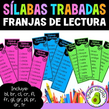 Preview of Silabas Trabadas Practica de Fluidez Tiras | Spanish Blends Fluency Strips