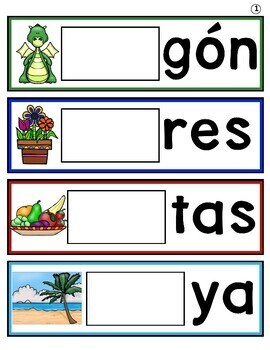 Silabas Trabadas Spanish Blends Activity Cards by Mrs G Dual Language