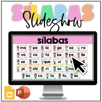 Preview of Sílabas Y Palabras Slideshow (All Vowels)  | PowerPoint | Google Slides