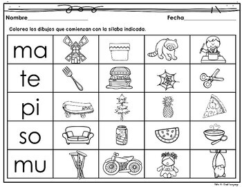 Silabas con m, s, p, t FREE by Mrs G Dual Language | TPT