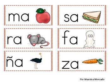 Silabas con a flashcards by I Teach Kindies' Bilingual Resources