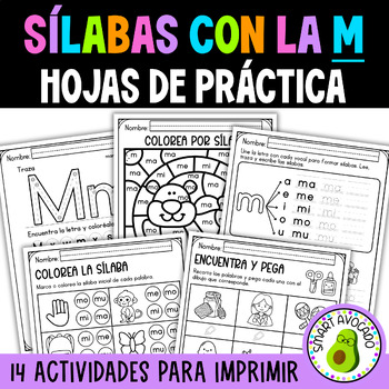 Preview of Sílabas con la letra M Actividades Para Imprimir |Spanish Syllables M Worksheets