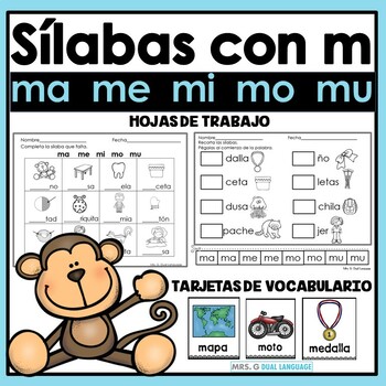 Preview of Silabas con  m  ma me mi  mo mu / Hojas de trabajo letra m