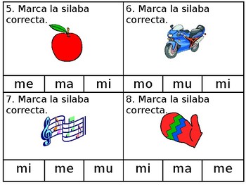 Silabas con m tarjetas foneticas para centros/Phonics cards for centers