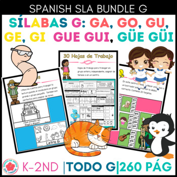 Preview of Silabas g ga go gu ge gi gue gui güe güi centros para cada uno de los paquetes