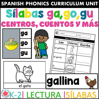 Preview of Sílabas ga go gu Centros Cuentos Hojas de Trabajo Vocabulario