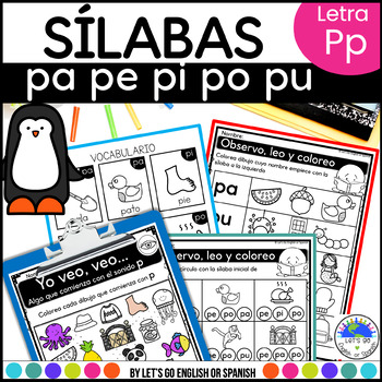 Preview of Silabas letra P pa pe pi po pu  centros y actividades  Spanish Blends Centers