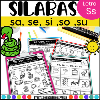 Preview of Silabas letra S sa, se, si, so su  Centros y actividades  Spanish reading center