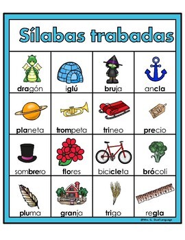 Silabas trabadas Juego de bingo by Mrs G Dual Language | TpT