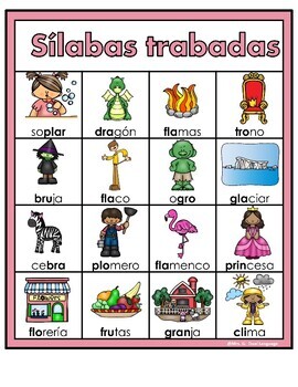 Silabas trabadas Juego de bingo by Mrs G Dual Language | TpT